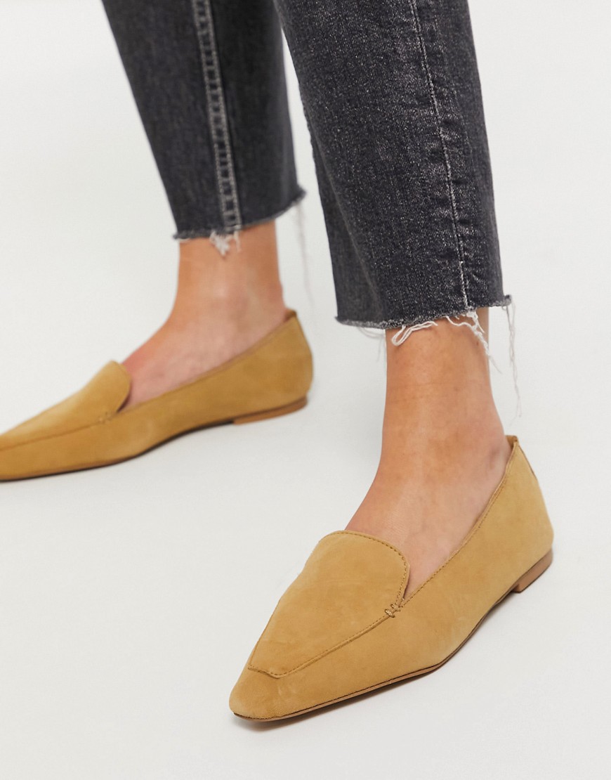 ASOS DESIGN Miley suede loafers in taupe-Neutral