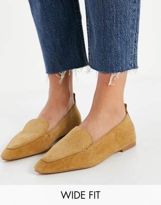asos design -  – Miley – Wildleder-Loafer in Taupe in weiter Passform-Neutral