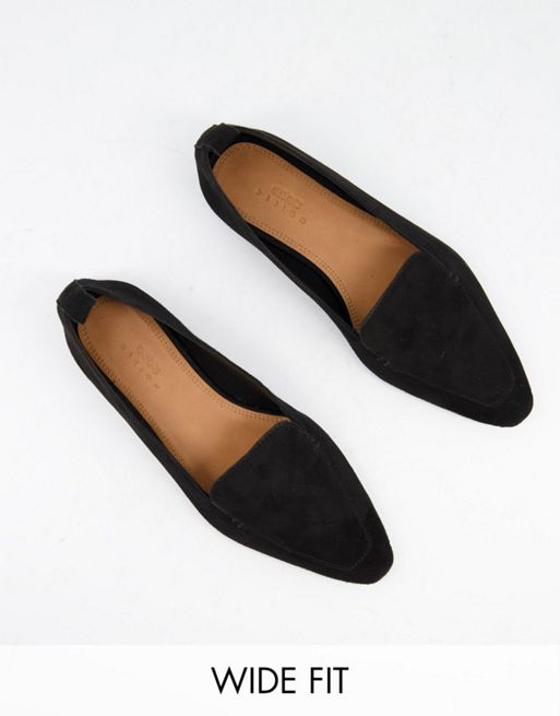 ASOS DESIGN Wide Fit Miley suede loafers in black