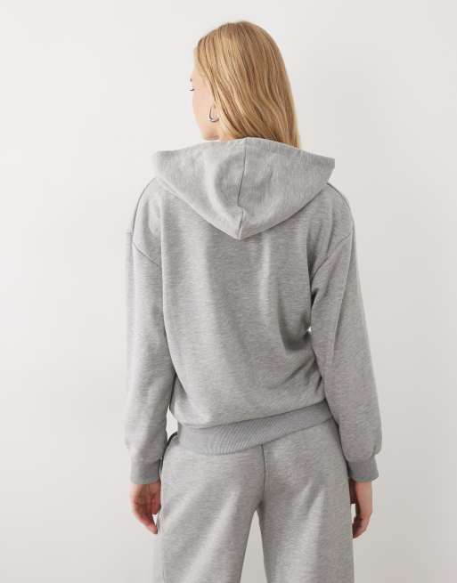 ASOS DESIGN militær fleece-hættetrøje med lynlås i gråmeleret, 4 af 4