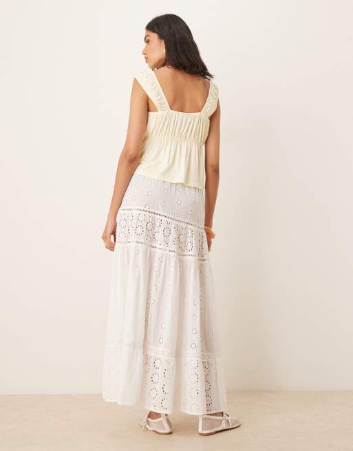 ASOS DESIGN milkmaid babydoll swing top in lemon