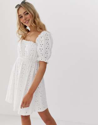 ASOS DESIGN milkmaid broderie mini 