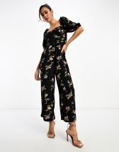 ASOS DESIGN kimono culotte jumpsuit in black | ASOS