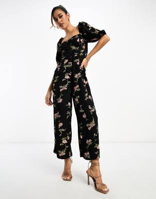 ASOS DESIGN - Milkmaid-Jumpsuit mit Blumenmuster-Bunt