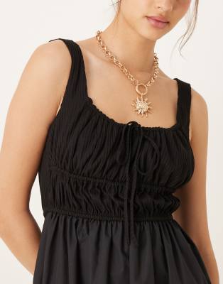 Asos Design Milkmaid Midi Dress In Black