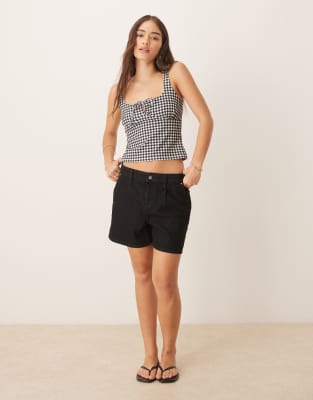 Asos Design Milkmaid Ruched Bust Top With Tie Detail In Multi