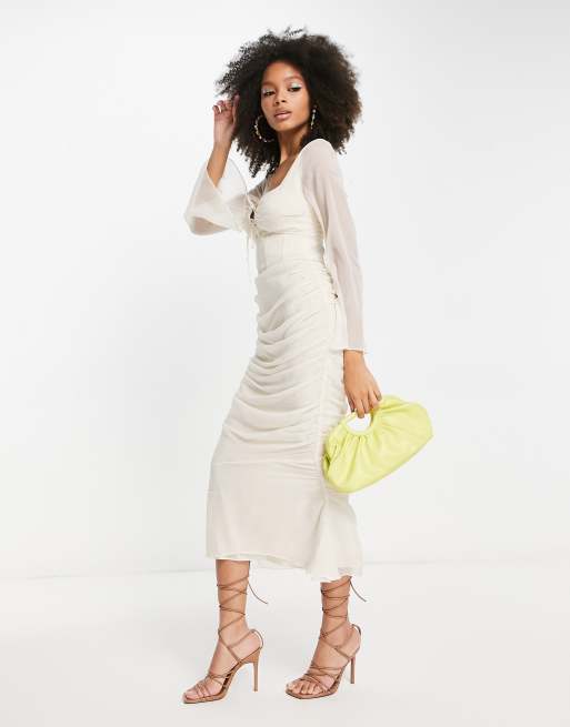 Asos cream midi clearance dress