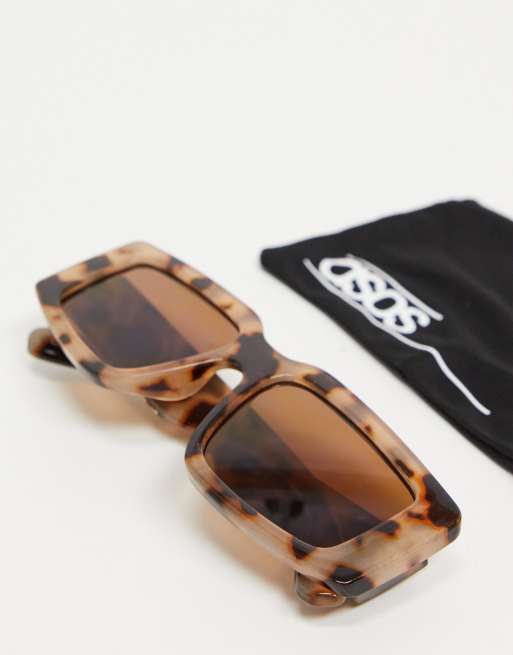 ASOS DESIGN milky tort mid square sunglasses with temple detail - BROWN, 2 of 4