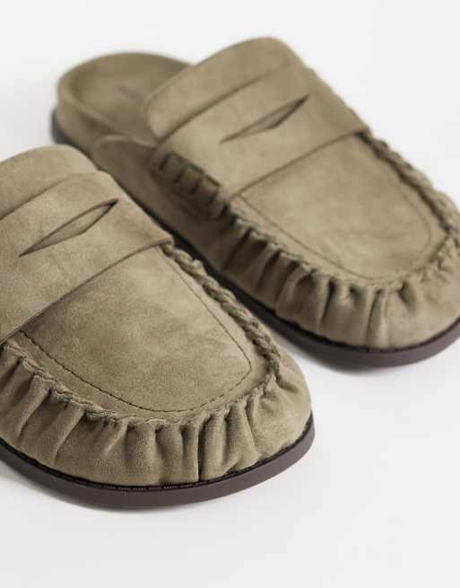 ASOS DESIGN – Miller – Brungrå, grova loafers med öppen häl i mockaimitation, 3 av 4