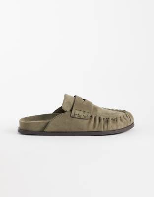 Asos Design Miller Chunky Loafer Mules In Green