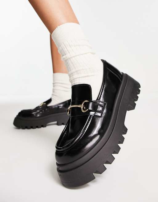 Gedehams fjerkræ Tick ASOS DESIGN Miller chunky loafers in black | ASOS