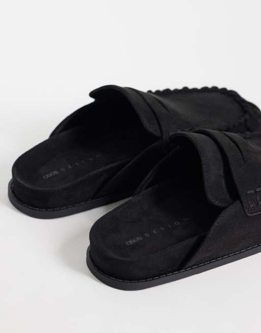 ASOS DESIGN - Miller - Sabot stile mocassino con suola spessa in camoscio nero, 3 di 4