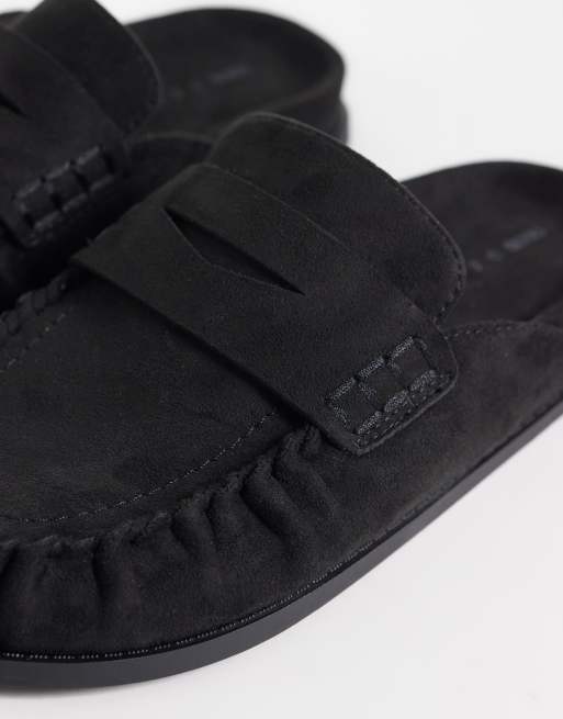ASOS DESIGN - Miller - Sabot stile mocassino con suola spessa in camoscio nero, 4 di 4