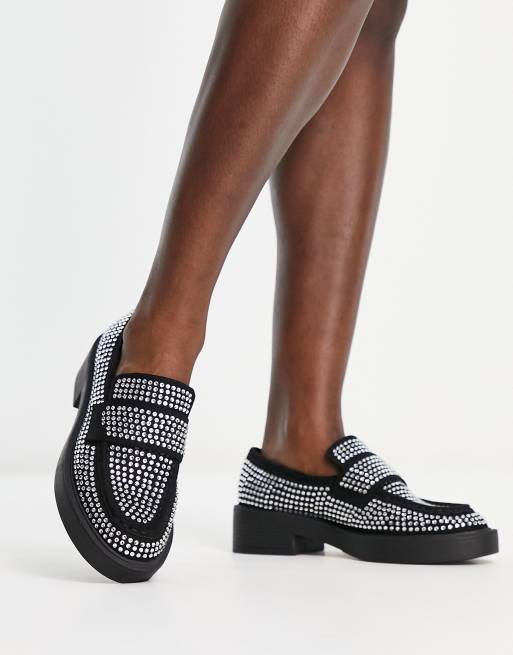 ASOS DESIGN - Million - Loafers met dikke zool en versiering in zwart
