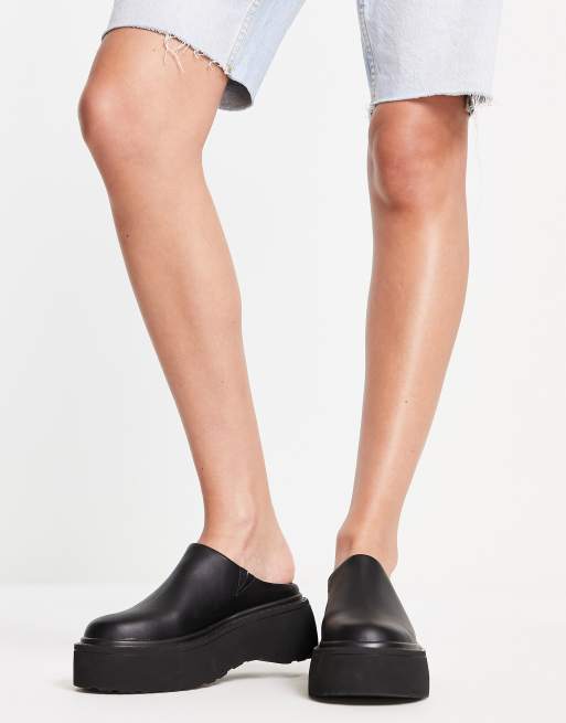 ASOS Mario Chunky Flat Mules in Black