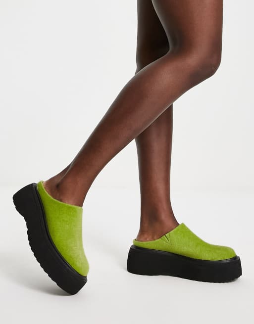 ASOS DESIGN - Milo - Platte muiltjes met dikke zool in groen
