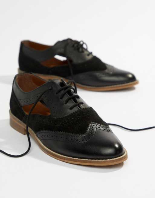 ASOS DESIGN - Milton - Scarpe stringate in pelle piatte con cut-out