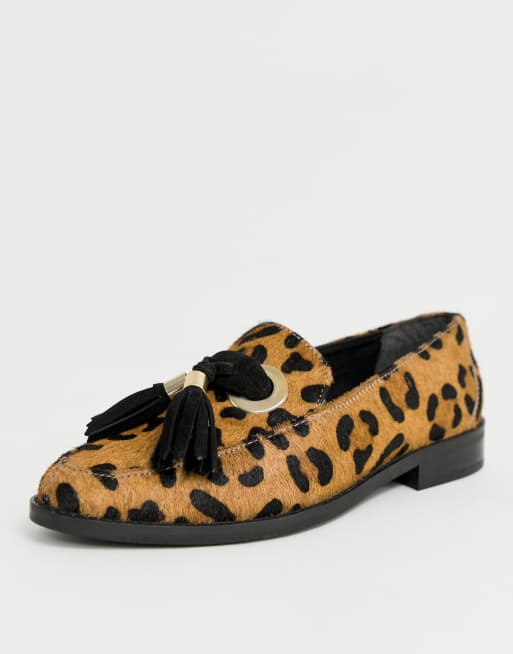 Asos leopard cheap loafers