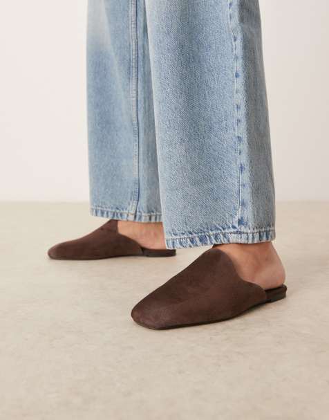 ASOS DESIGN - Mimic - Mules plates en daim de qualité supérieure - Chocolat - view 1