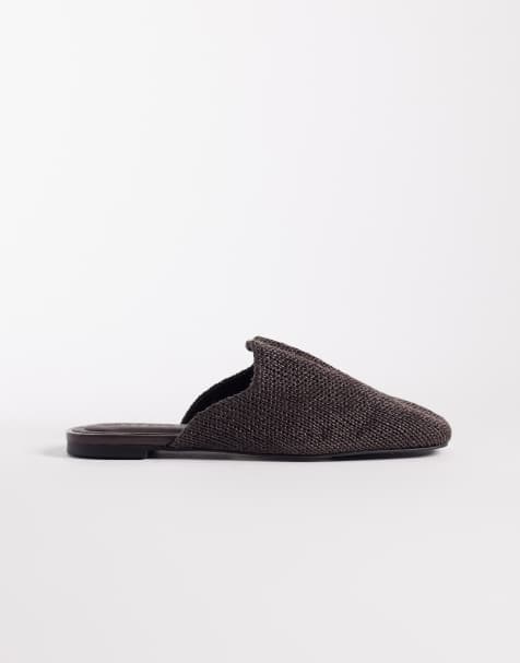 ASOS DESIGN - Mimic - Platte muiltjes van raffia in bruin - view 1