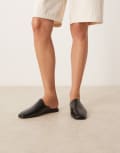 [ASOS DESIGN] ASOS DESIGN Mimic premium flat mules in black leather 40 BLACK LEATHER