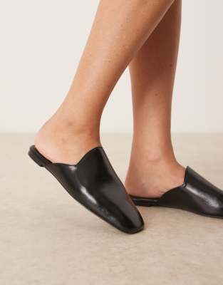 Asos Design Mimic Premium Flat Mules In Black