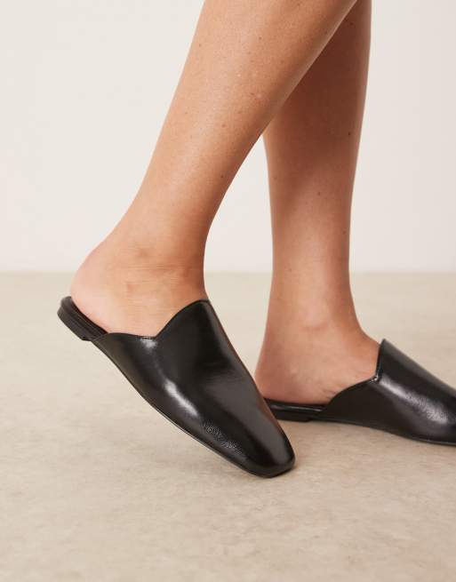 ASOS DESIGN - Mimic - Premium - Sorte flade mules i læder, 2 af 4