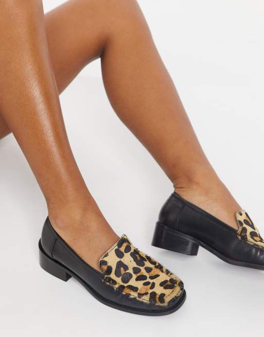 Black and store leopard print loafers