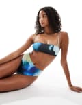 [ASOS DESIGN] ASOS DESIGN Mina high leg high waist bikini bottom in oil print-Multi 14 Multi