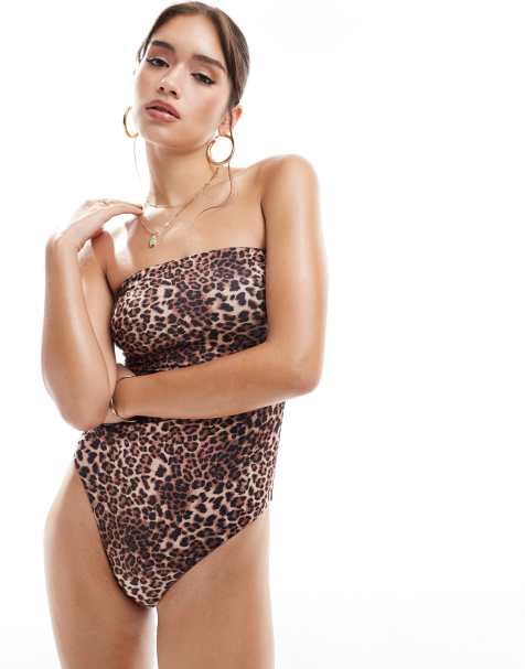 ASOS DESIGN - Mindy - Maillot 1 pièce bustier - Léopard - view 1