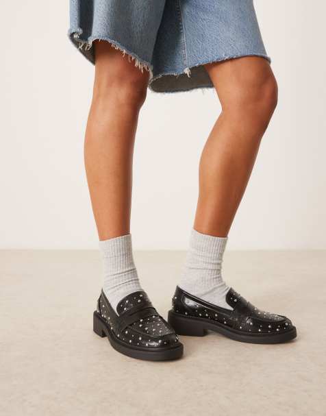 ASOS DESIGN – Minerva – Svarta loafers med nitar - view 1