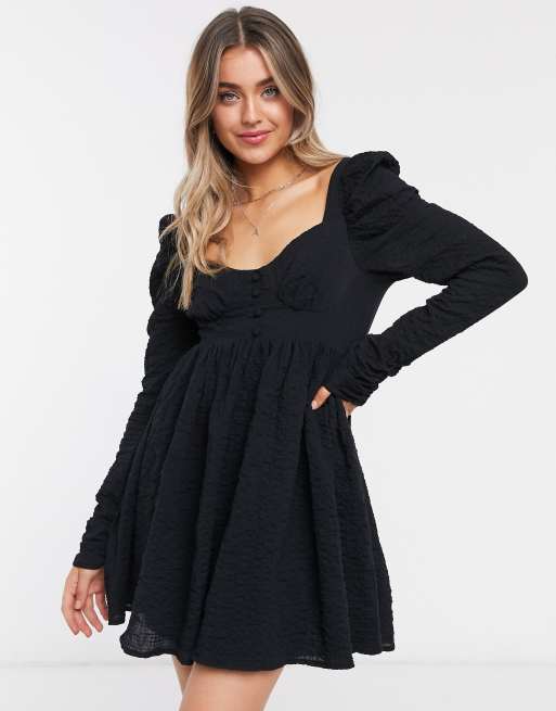 Short black babydoll dress sale