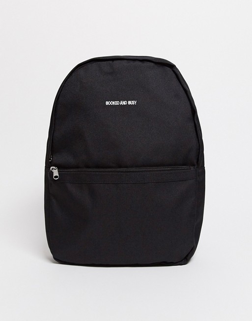 ASOS DESIGN mini backpack in black with embroidery