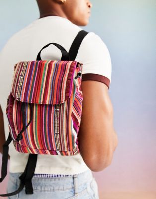 ASOS DESIGN mini backpack in multi stripe