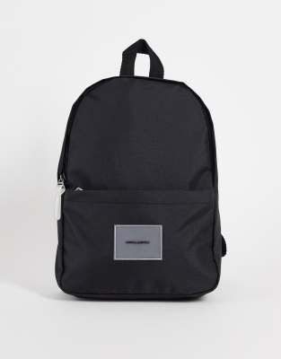 ASOS DESIGN mini backpack with rubber details in black