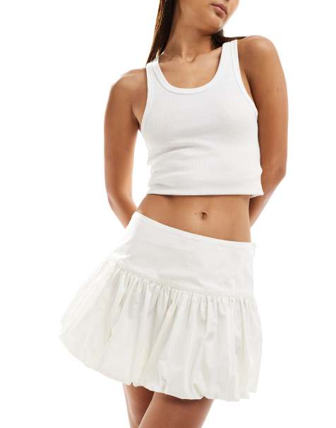 ASOS DESIGN – Mini-Ballonrock in Wollweiß mit tief sitzender Taille - view 1