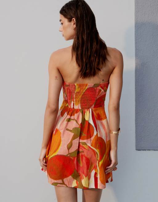 ASOS DESIGN - Mini bandeau-jurk met omslag in fruitprint, 2 van 4
