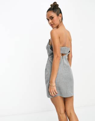 grey bandeau mini dress Grey Bandeau Belt Detail Bodycon Mini Dress
