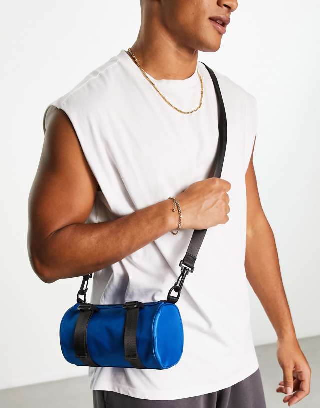 ASOS DESIGN mini barrel bag in blue