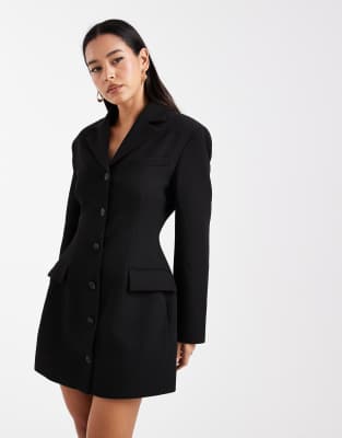 ASOS DESIGN - Mini-Blazerkleid in Schwarz mit Schalkragen