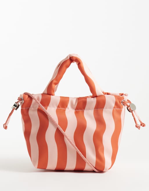 ASOS DESIGN - Mini borsa a tracolla in nylon a righe multicolore