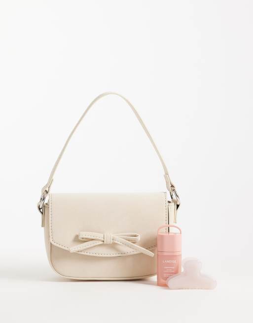ASOS DESIGN mini bow cross body bag with top handle in off white, 2 of 4