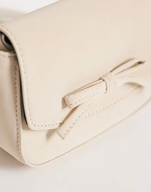 ASOS DESIGN mini bow cross body bag with top handle in off white, 3 of 4