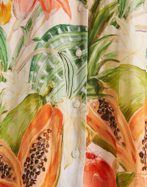 ASOS DESIGN mini bowling shirt dress in tropical fruit print, 8 of 8