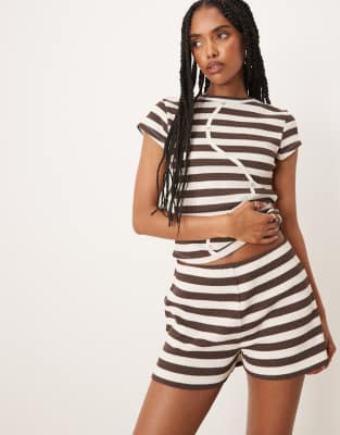 ASOS DESIGN - Mini-Boxershorts mit schwarz-weißen Streifen, Kombiteil-Bunt