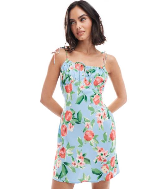 ASOS DESIGN - Mini cami jurk met gerimpelde buste in appelprint - view 1