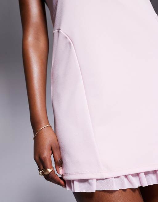 ASOS DESIGN - Mini cami jurk met ruches aan de zoom in lichtroze, 3 van 4