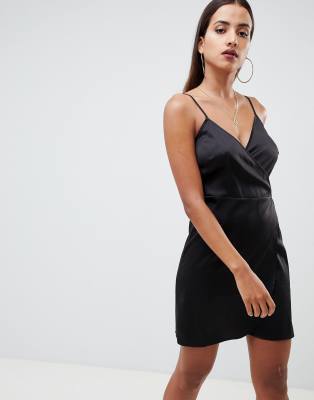 black cami wrap dress