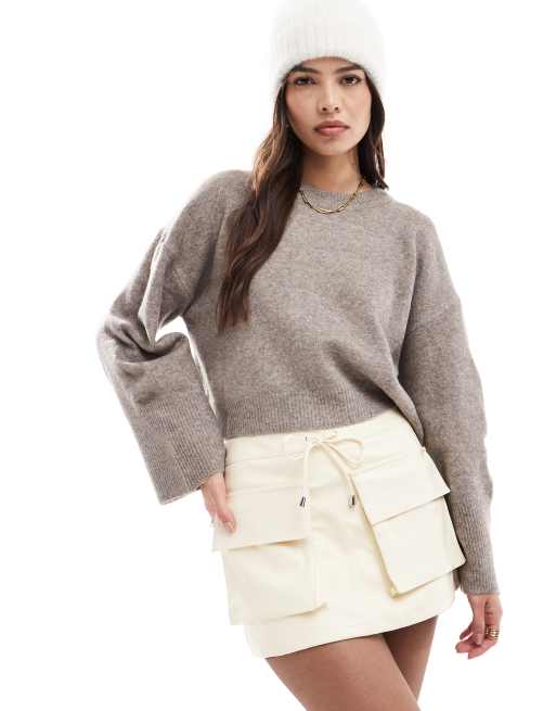 ASOS DESIGN - Mini cargorok met leerlook in ivoorwit, 3 van 5