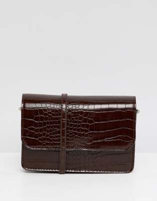 mini flap bag brown croc